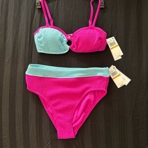 Pink and Blue Women's Bikini Set